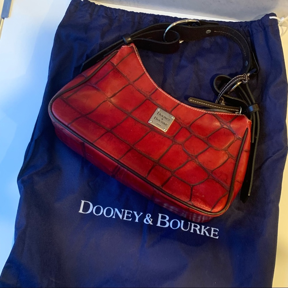 Vintage, Crocodile Dooney & Bourke Shoulder Purse - Red